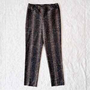 Joseph Ribkoff Woman Black Brown Leopard Animal Print Slim Pants US10 Classic